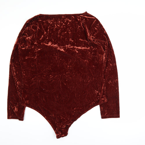 Little Lies Women’s Brown Velvet Long Sleeve Bodysuit Size 22