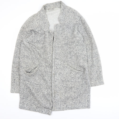 Zara Women Grey XL Chunky Knit Open Cardigan Relaxed Fit