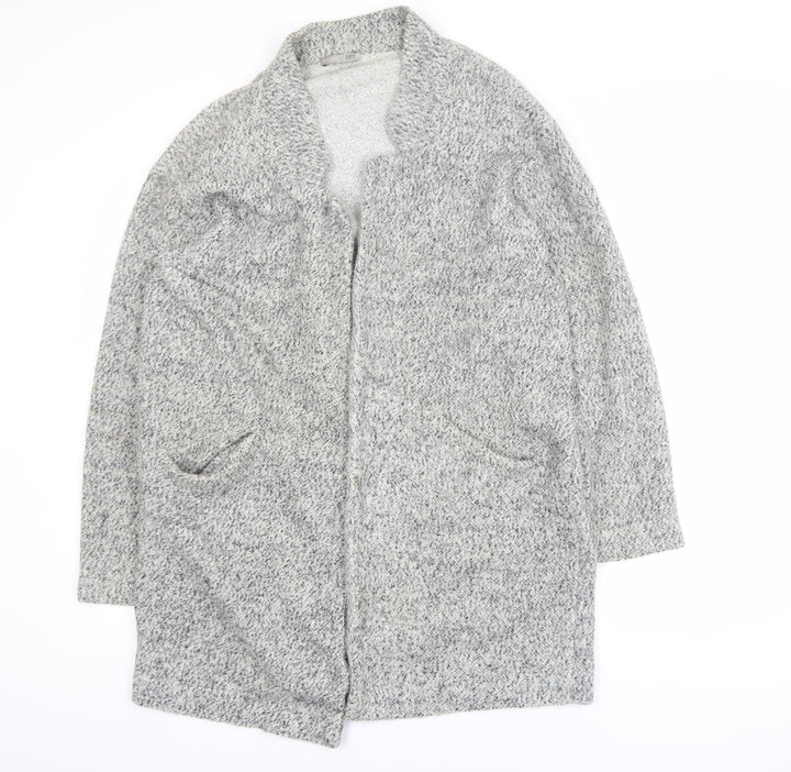 Zara Women Grey XL Chunky Knit Open Cardigan Relaxed Fit