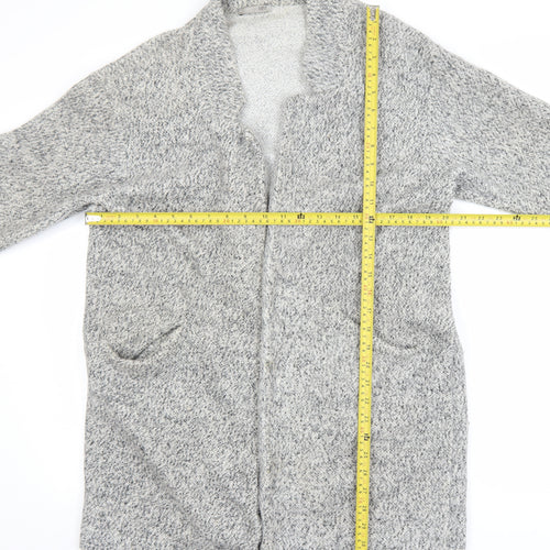 Zara Women Grey XL Chunky Knit Open Cardigan Relaxed Fit