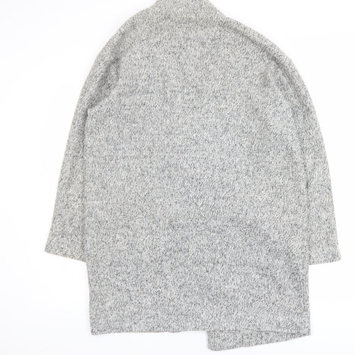 Zara Women Grey XL Chunky Knit Open Cardigan Relaxed Fit