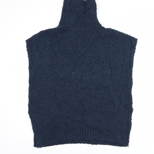White Stuff Men's Blue Cable-Knit Roll Neck Sleeveless Jumper Vest S