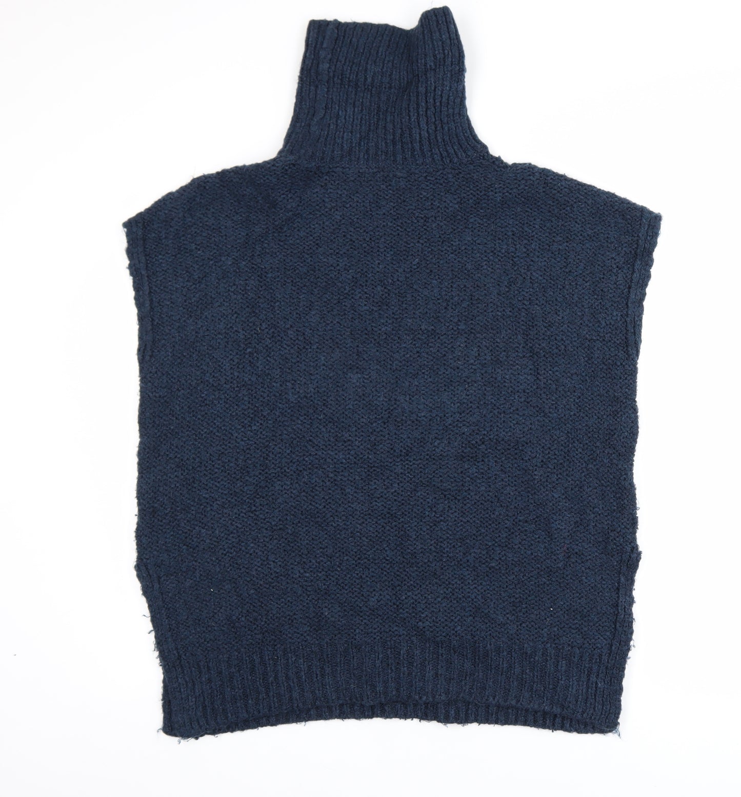White Stuff Men's Blue Cable-Knit Roll Neck Sleeveless Jumper Vest S