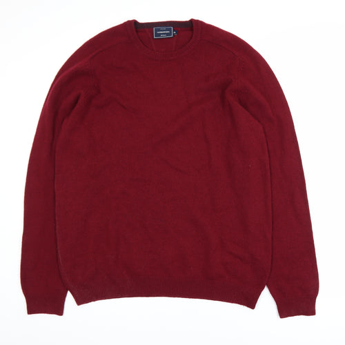 John Lewis Men Red Lambswool Crew Neck Jumper XL Classic Fit