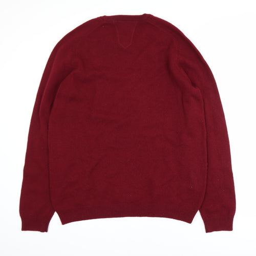John Lewis Men Red Lambswool Crew Neck Jumper XL Classic Fit