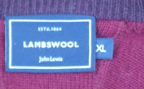 John Lewis Men Red Lambswool Crew Neck Jumper XL Classic Fit