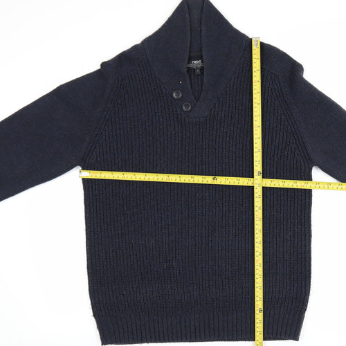 Next Mens Blue Henley Knit Acrylic Jumper Size L