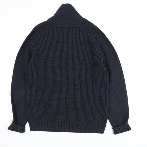 Next Mens Blue Henley Knit Acrylic Jumper Size L