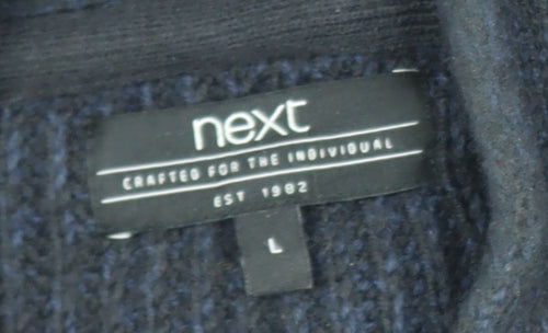 Next Mens Blue Henley Knit Acrylic Jumper Size L