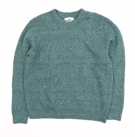 Marks and Spencer Men's Green Cable-Knit Wool Blend Jumper L