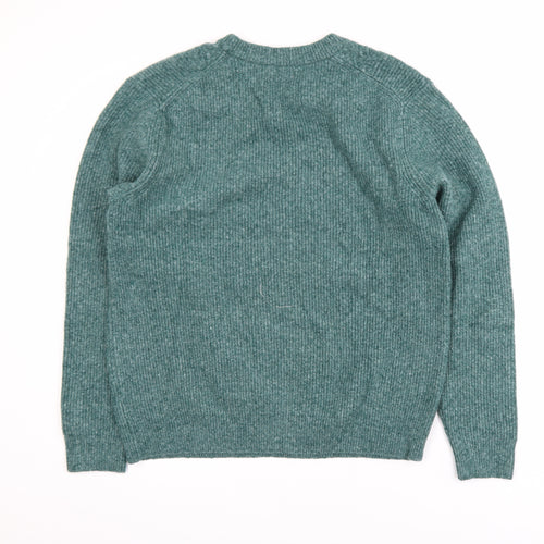 Marks and Spencer Men's Green Cable-Knit Wool Blend Jumper L