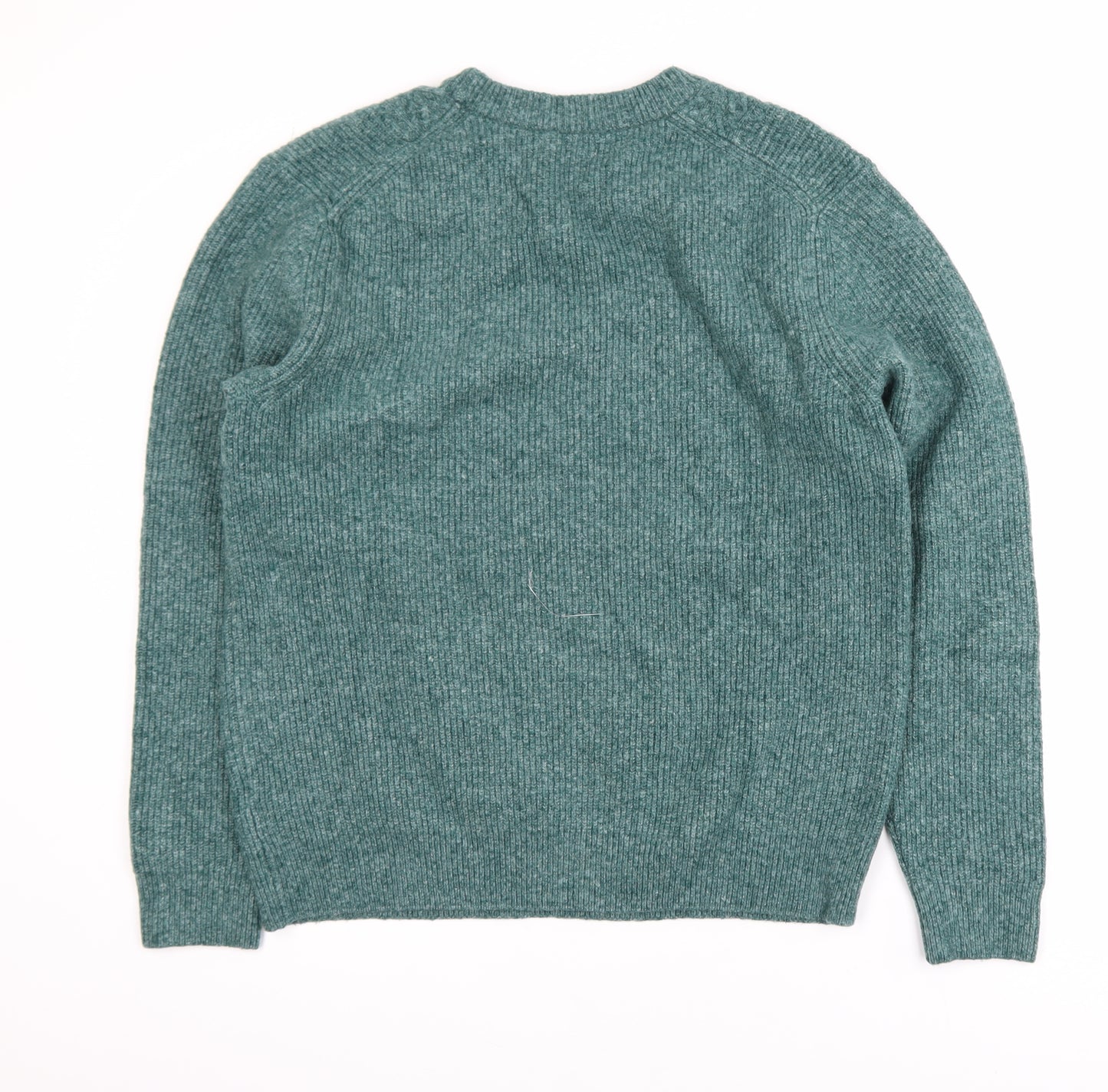 Marks and Spencer Men's Green Cable-Knit Wool Blend Jumper L
