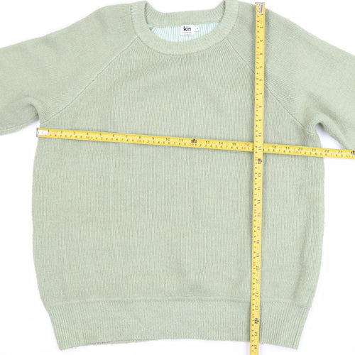 Kin by John Lewis Men's Green Cotton Wool Crew Neck Jumper Size S