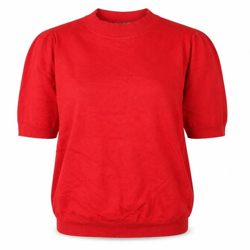 BHS Women Red Short Sleeve Mock Neck Viscose Knit Top Size 16