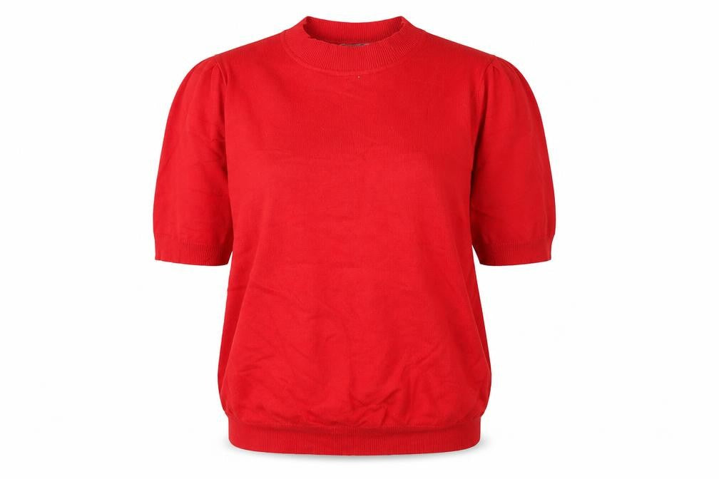 BHS Women Red Short Sleeve Mock Neck Viscose Knit Top Size 16