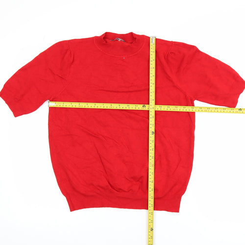 BHS Women Red Short Sleeve Mock Neck Viscose Knit Top Size 16