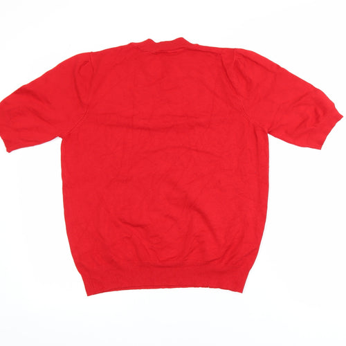 BHS Women Red Short Sleeve Mock Neck Viscose Knit Top Size 16