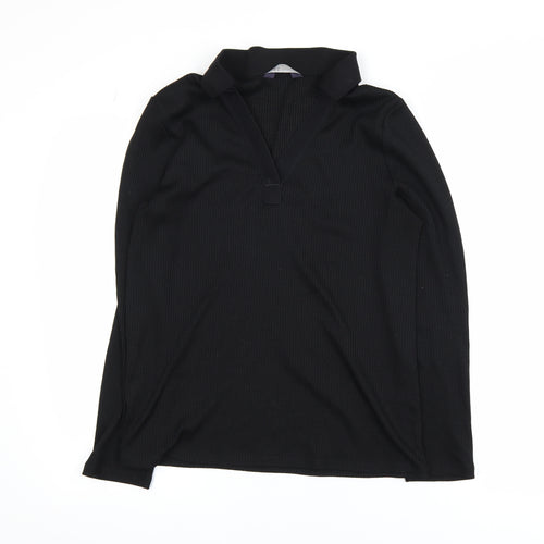Marks and Spencer Women’s Black Long Sleeve V-Neck Jersey Blouse Size 12