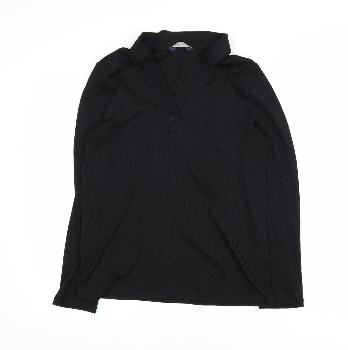 Marks and Spencer Women’s Black Long Sleeve V-Neck Jersey Blouse Size 12