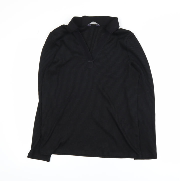 Marks and Spencer Women’s Black Long Sleeve V-Neck Jersey Blouse Size 12