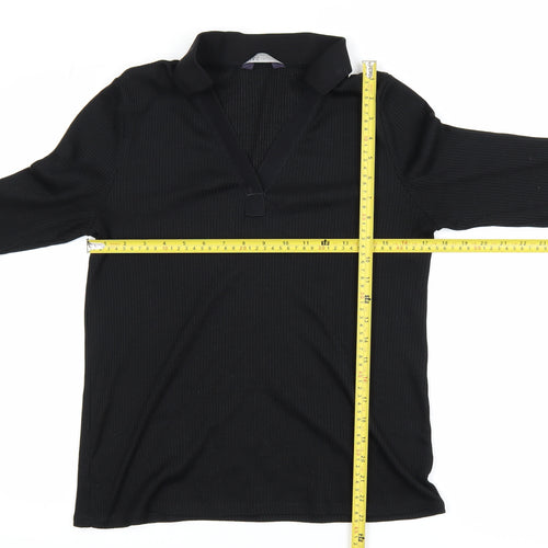 Marks and Spencer Women’s Black Long Sleeve V-Neck Jersey Blouse Size 12