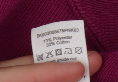 BM Casual Women's Pink V-Neck Embroidered Pullover Jumper Size L