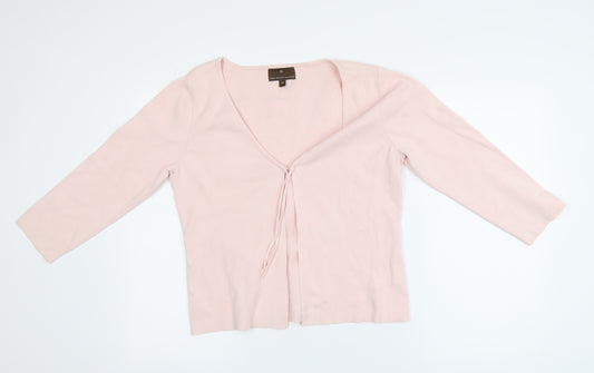 Fenn Wright Manson Women's Pink V-Neck Tie Front Cardigan Size 12