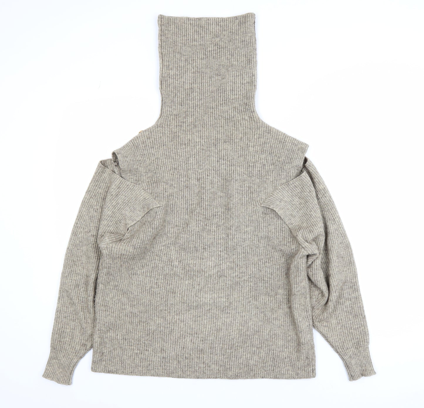 NÜ Denmark Womens Beige Roll Neck Cold Shoulder Jumper XS