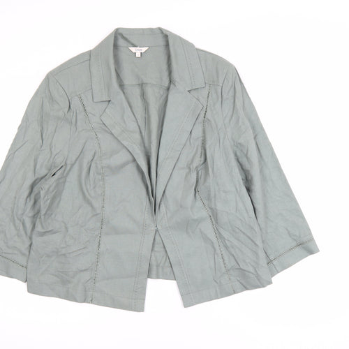Marks and Spencer Women’s Green Linen Blazer Jacket Size 22 Classic