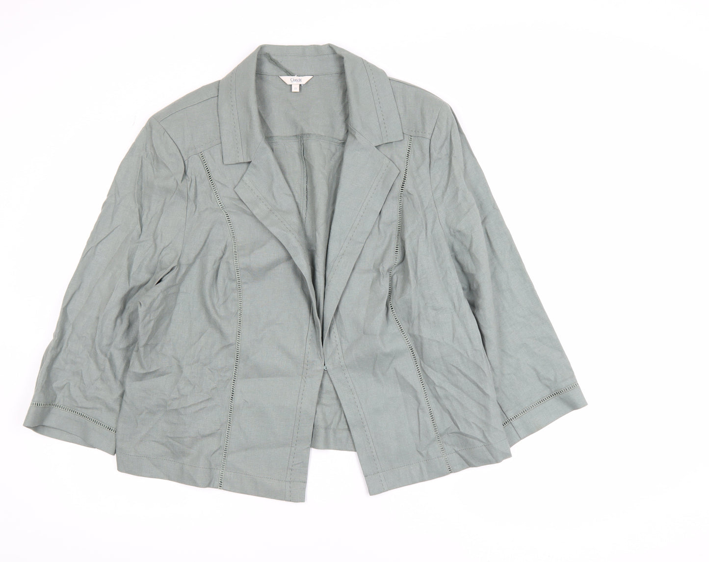 Marks and Spencer Women’s Green Linen Blazer Jacket Size 22 Classic