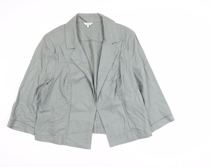 Marks and Spencer Women’s Green Linen Blazer Jacket Size 22 Classic