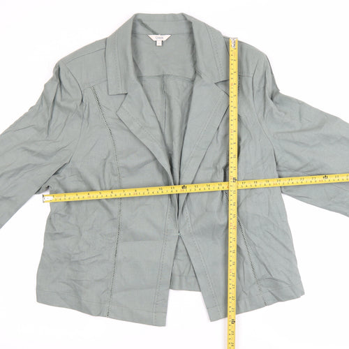 Marks and Spencer Women’s Green Linen Blazer Jacket Size 22 Classic