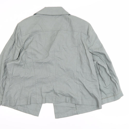 Marks and Spencer Women’s Green Linen Blazer Jacket Size 22 Classic