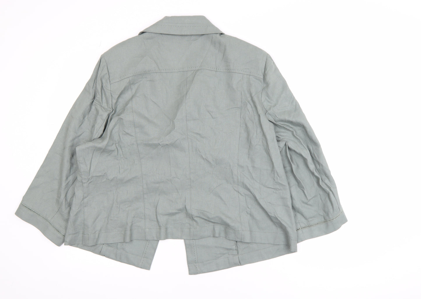 Marks and Spencer Women’s Green Linen Blazer Jacket Size 22 Classic