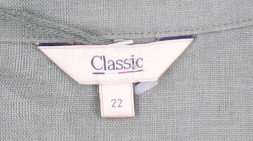 Marks and Spencer Women’s Green Linen Blazer Jacket Size 22 Classic