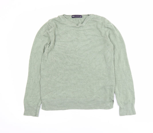 Marks and Spencer Men's Green Acrylic Crew Neck Jumper Size S
