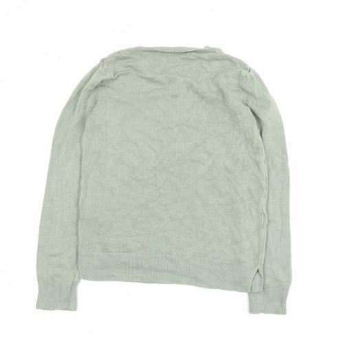 Marks and Spencer Men's Green Acrylic Crew Neck Jumper Size S