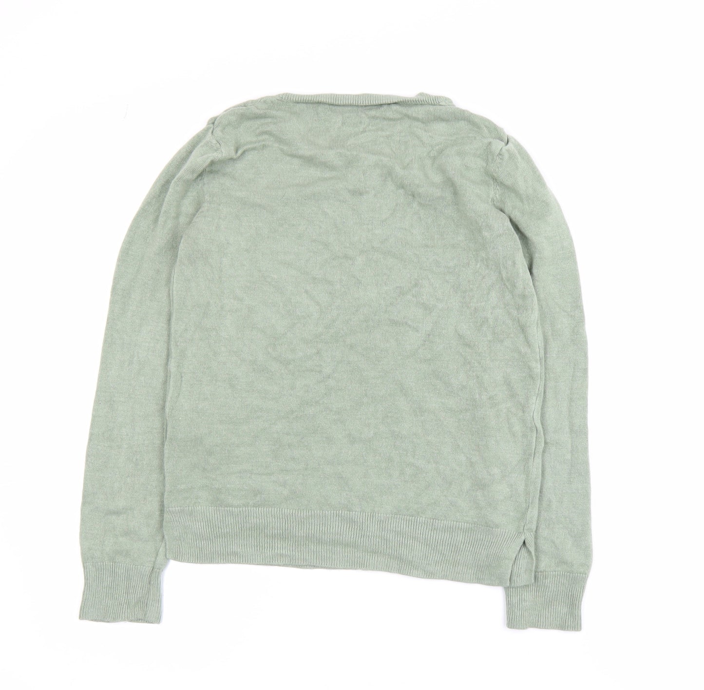 Marks and Spencer Men's Green Acrylic Crew Neck Jumper Size S