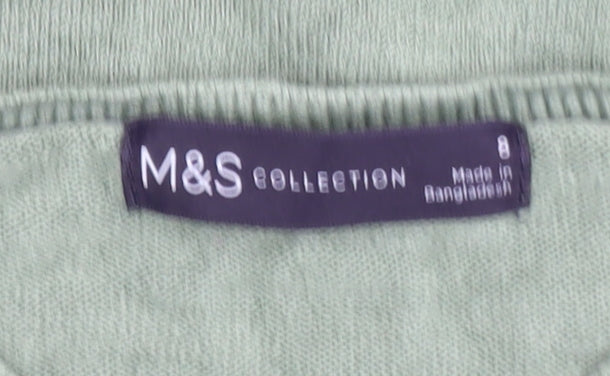 Marks and Spencer Men's Green Acrylic Crew Neck Jumper Size S