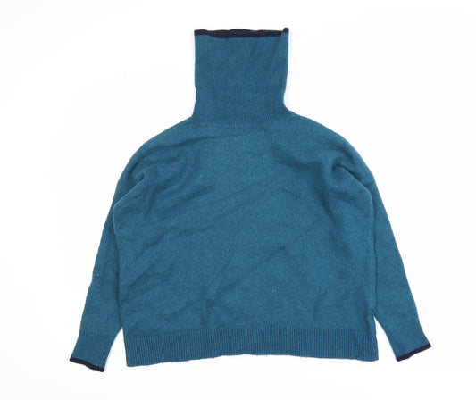 Boden Women's Blue Roll Neck Wool Blend Jumper Size M