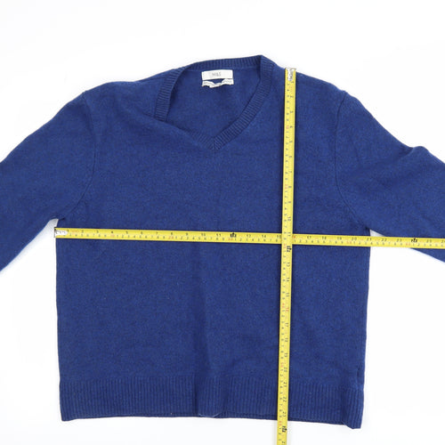 Marks and Spencer Men's Blue Wool V-Neck 2XL Pullover Jumper