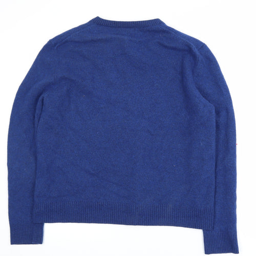 Marks and Spencer Men's Blue Wool V-Neck 2XL Pullover Jumper
