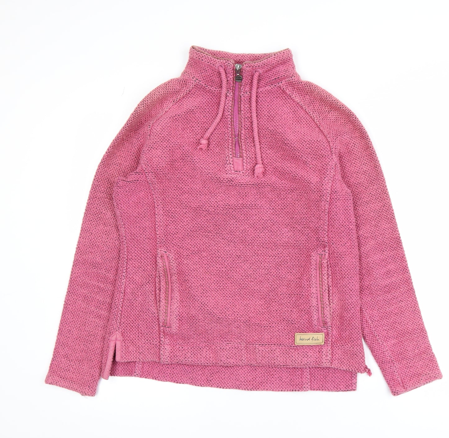 Weird Fish Womens Pink 1/4 Zip Knit Jacket Size 8 Outdoor Casual