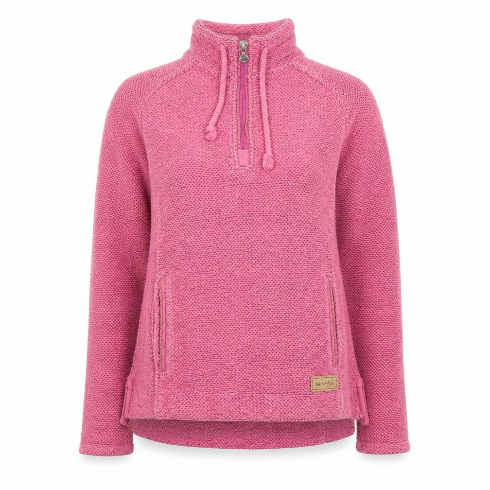 Weird Fish Womens Pink 1/4 Zip Knit Jacket Size 8 Outdoor Casual