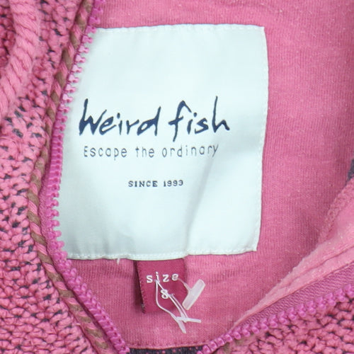 Weird Fish Womens Pink 1/4 Zip Knit Jacket Size 8 Outdoor Casual