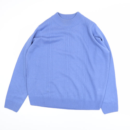 Honor Millburn Blue Acrylic Cable-Knit Crew Neck Men's L Jumper