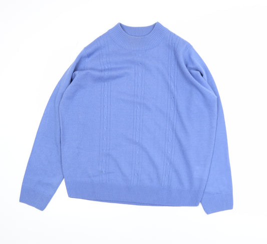 Honor Millburn Blue Acrylic Cable-Knit Crew Neck Men's L Jumper