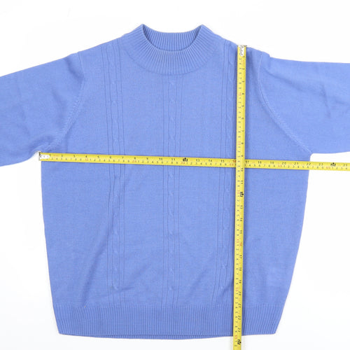 Honor Millburn Blue Acrylic Cable-Knit Crew Neck Men's L Jumper