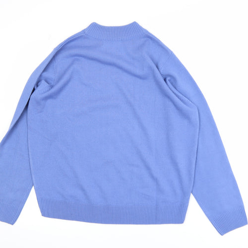 Honor Millburn Blue Acrylic Cable-Knit Crew Neck Men's L Jumper