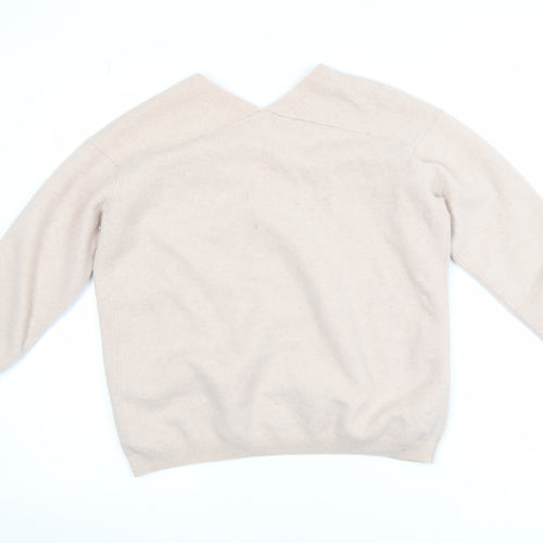 Reiss Womens Beige V-Neck Cashmere Jumper XS Classic Knitwear
